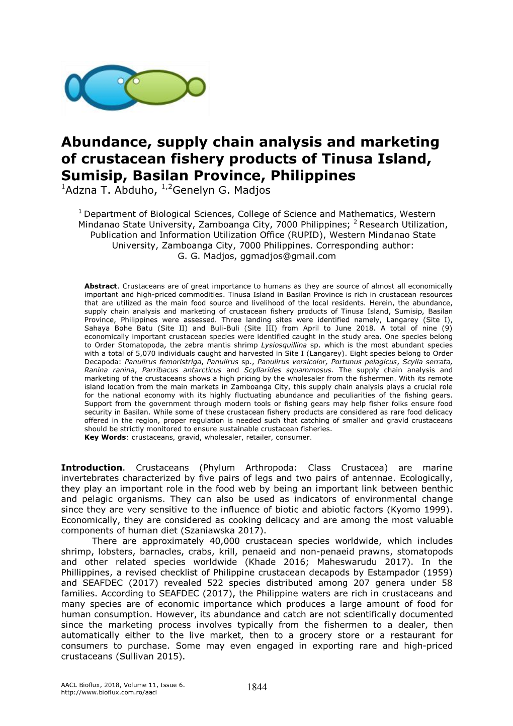 Abduho A. T., Madjos G. G., 2018 Abundance, Supply Chain Analysis