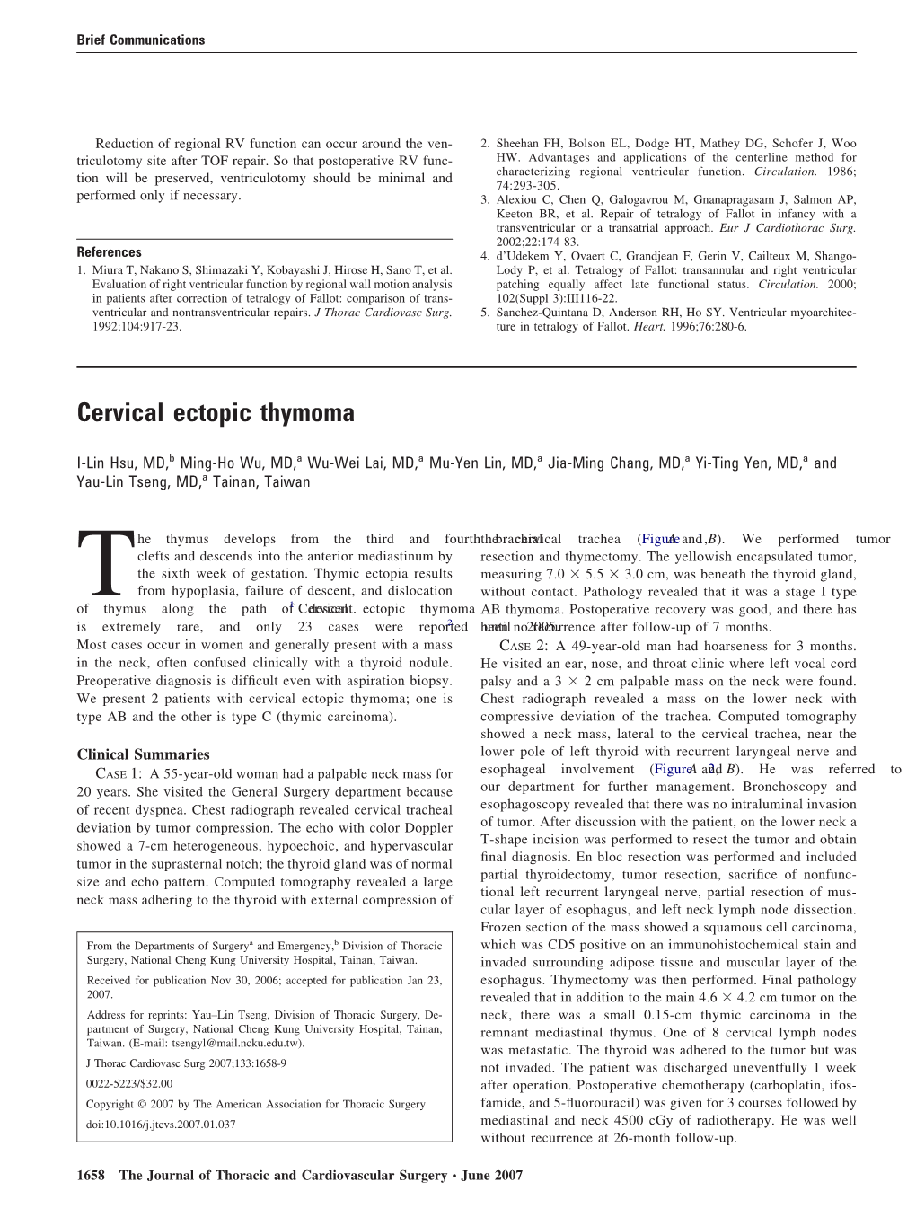 Cervical Ectopic Thymoma