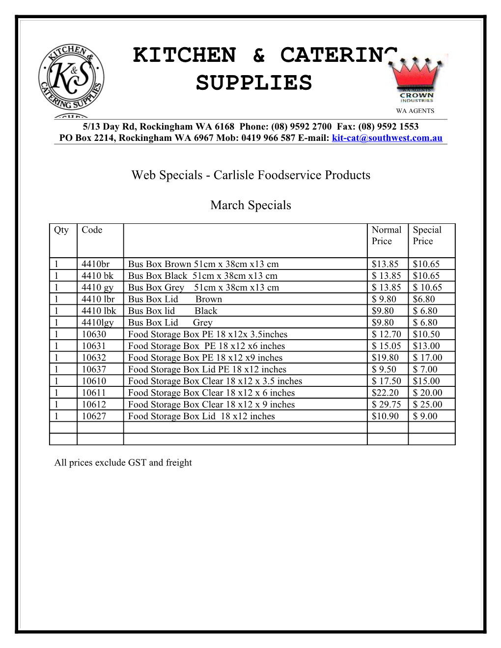 Kitchen & Catering Supplies