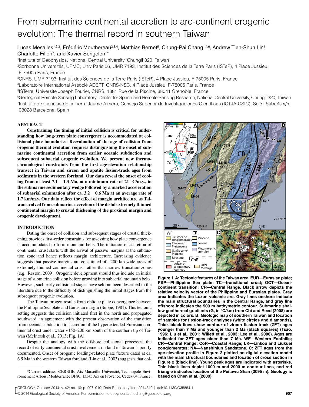 From Submarine Continental Accretion to Arc-Continent Orogenic Evolution: the Thermal Record in Southern Taiwan