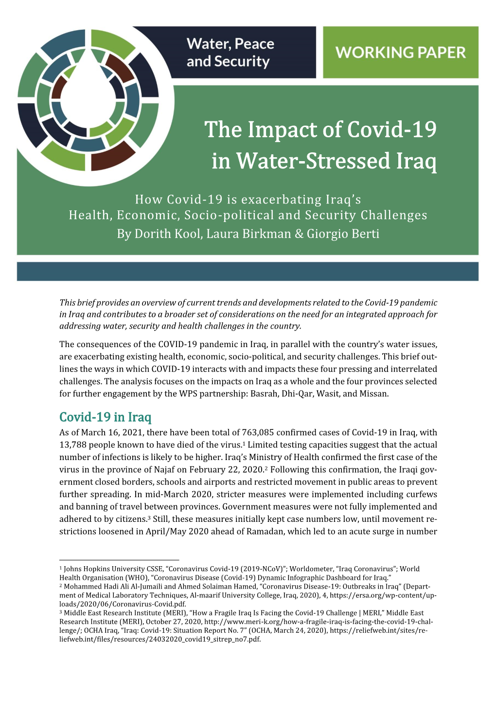 The Impact of Covid-19 in Water-Stressed Iraq