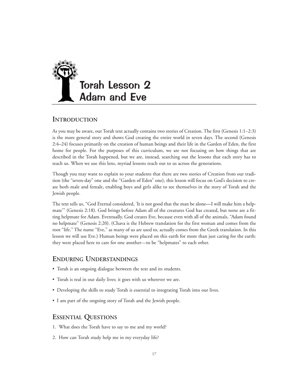 Torah Lesson 2 Adam and Eve