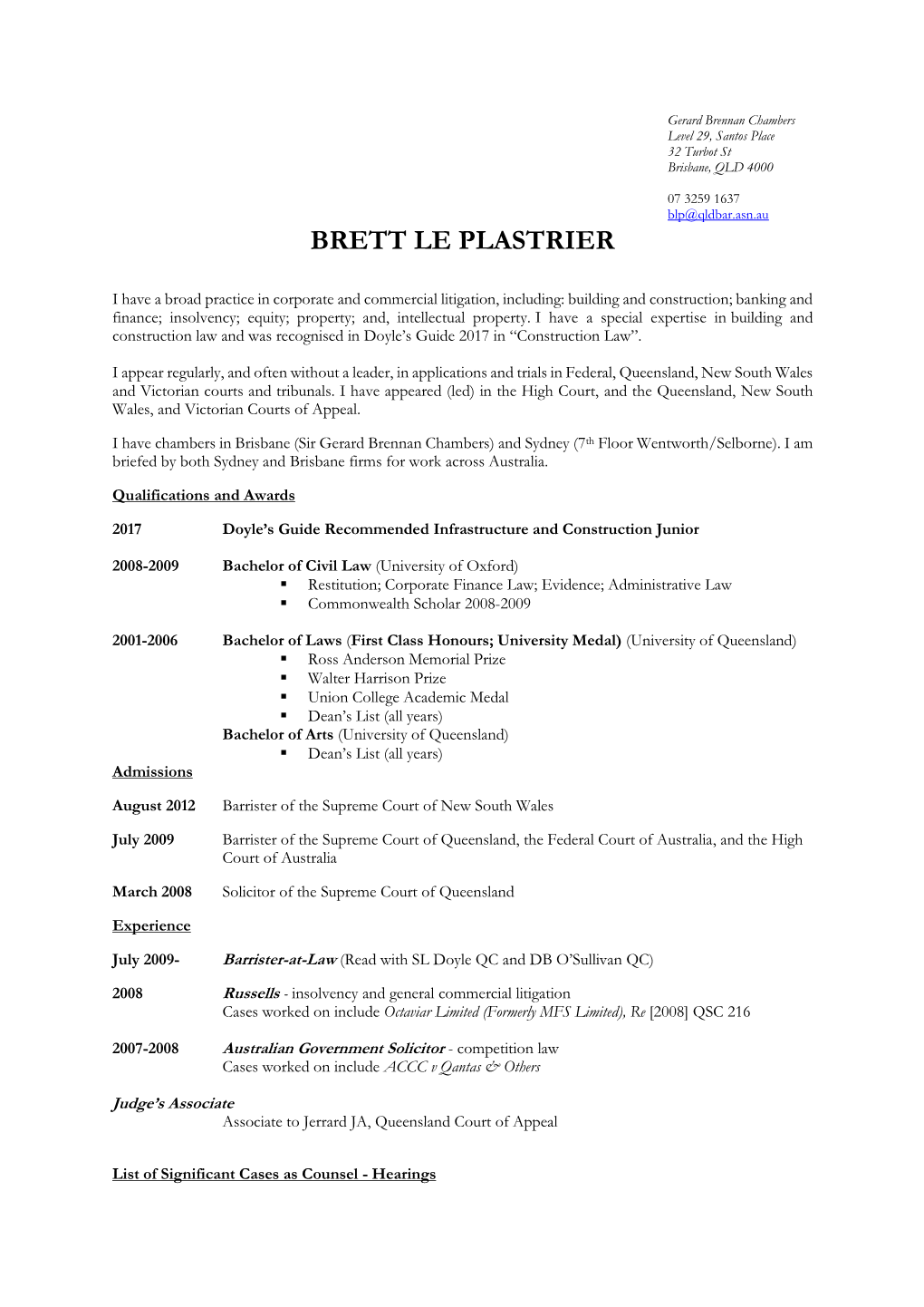 Brett Le Plastrier