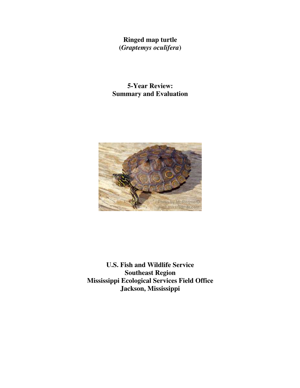 Ringed Map Turtle (Graptemys Oculifera) 5-Year Review: Summary