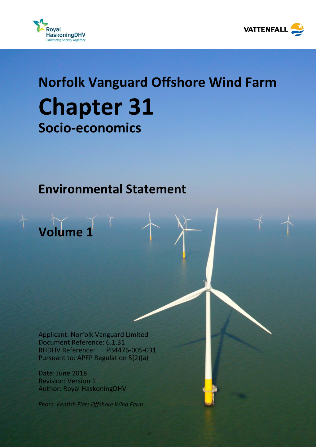 Norfolk Vanguard Offshore Wind Farm Chapter 31 Socio-Economics Environmental Statement Volume 1