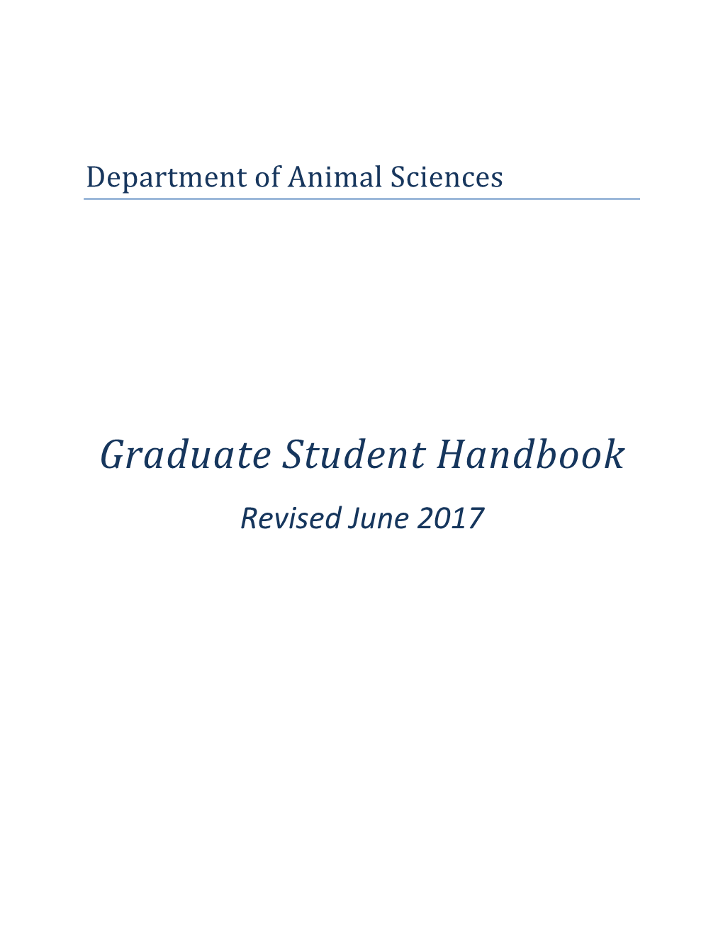 Graduate Student Handbook Revised June 2017 I