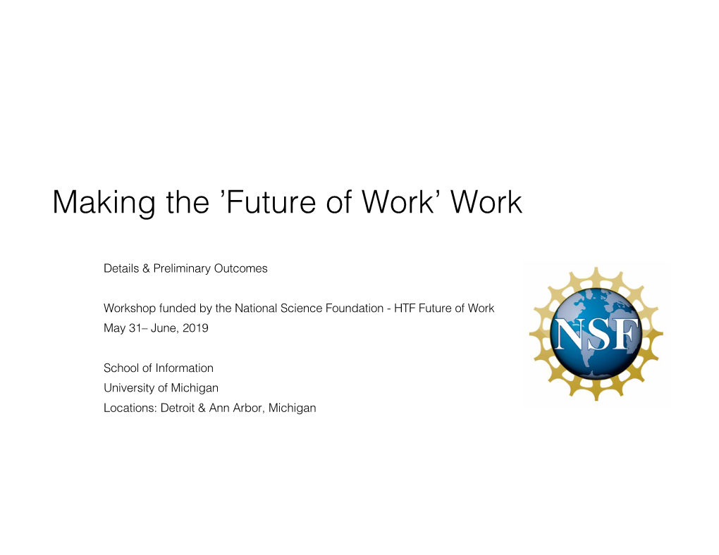 NSF HTF Making the Future of Work Work