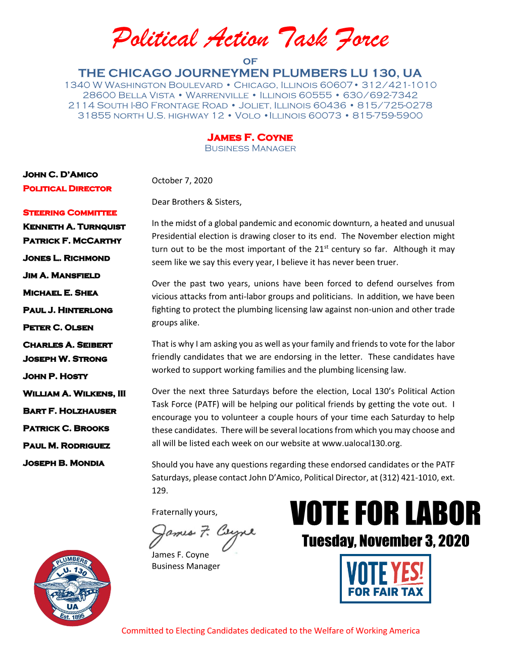 Candidates Endorsed by the Political Action Task Force