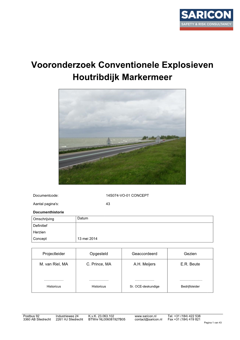 Vooronderzoek Conventionele Explosieven Houtribdijk Markermeer