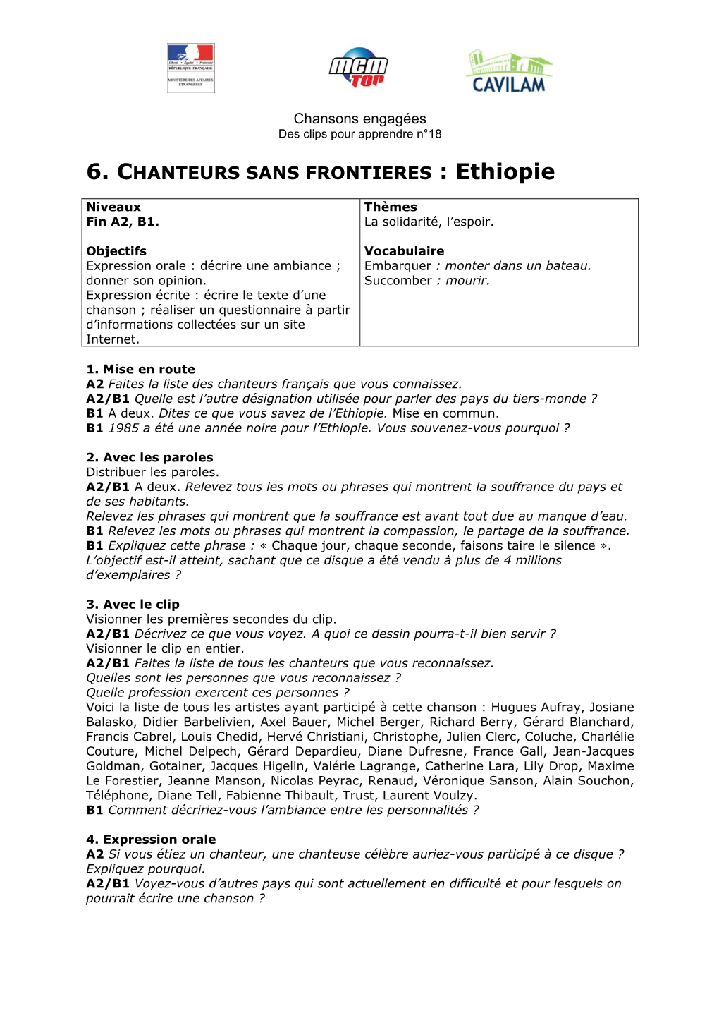 6. CHANTEURS SANS FRONTIERES : Ethiopie