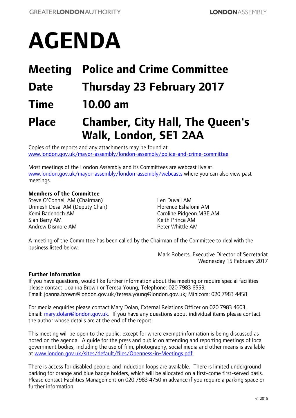 (Public Pack)Agenda Document for Police and Crime Committee, 23/02