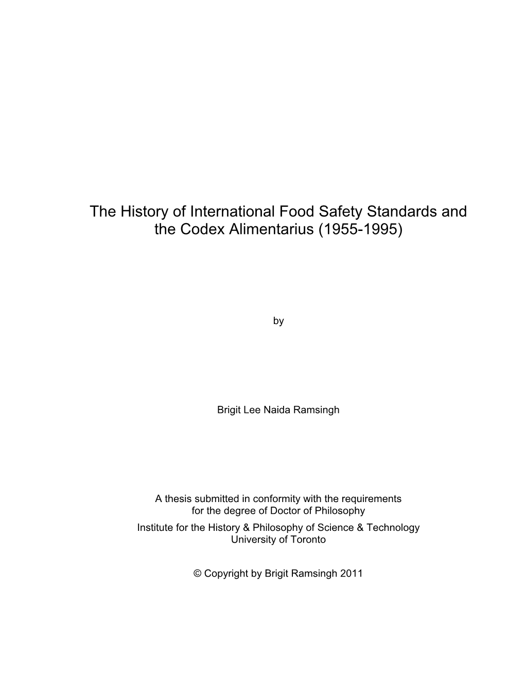 The History of International Food Safety Standards and the Codex Alimentarius (1955-1995)