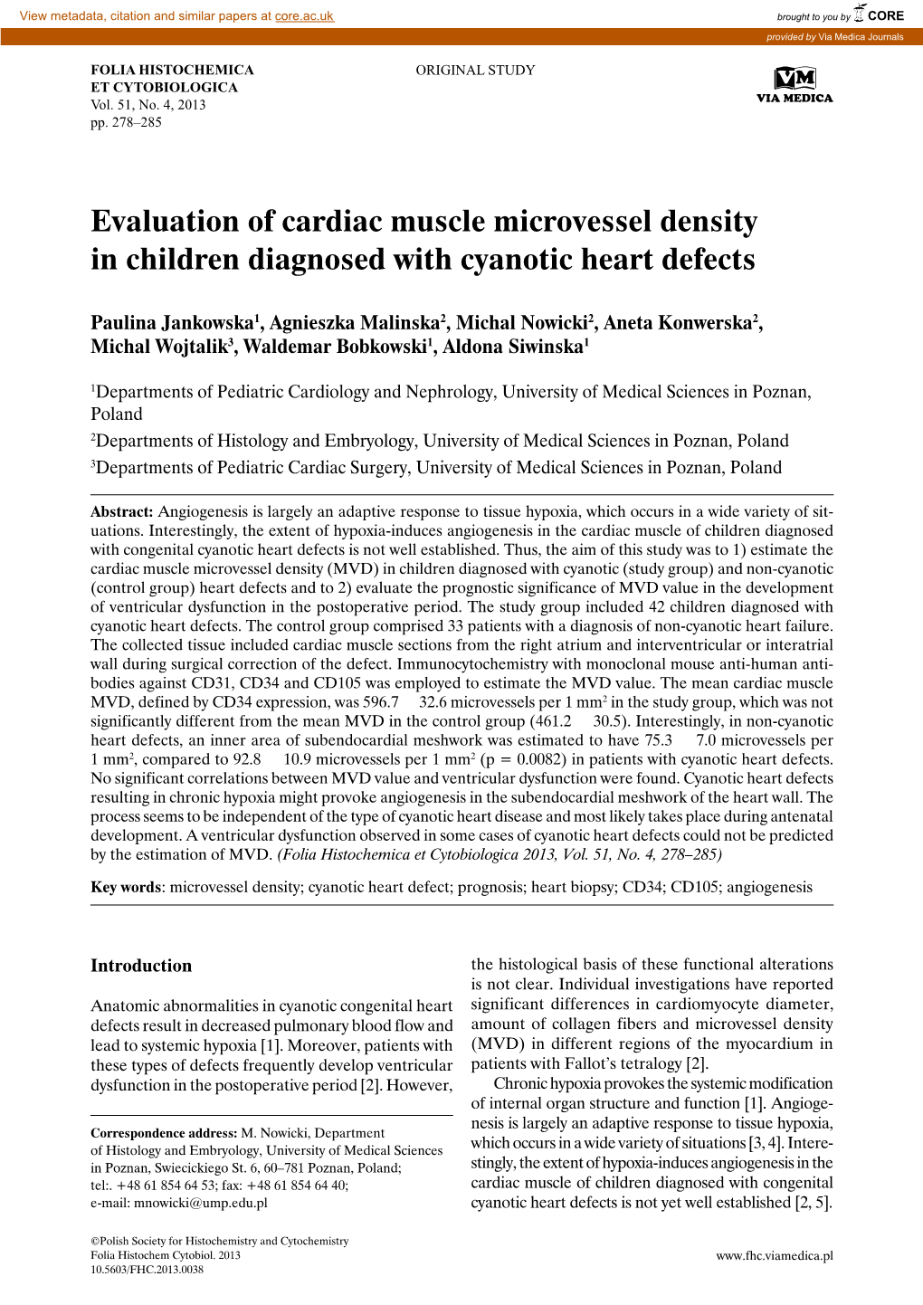 Evaluation of Cardiac Muscle Microvessel Density in Children Diagnosed with Cyanotic Heart Defects