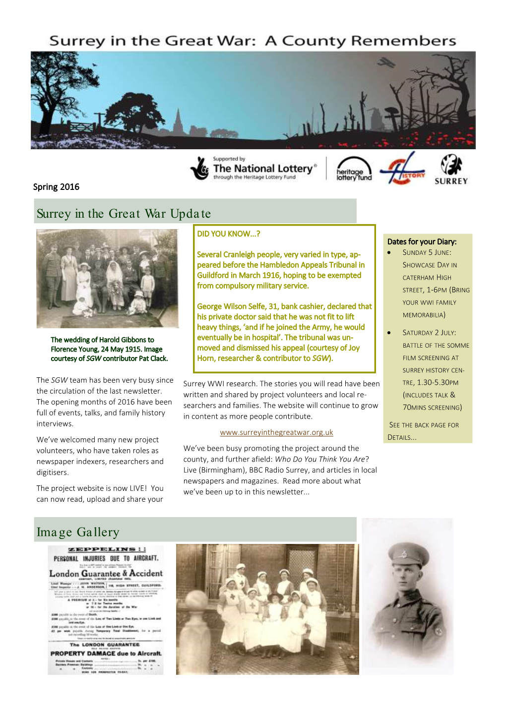 Surrey in the Great War Spring Newsletter