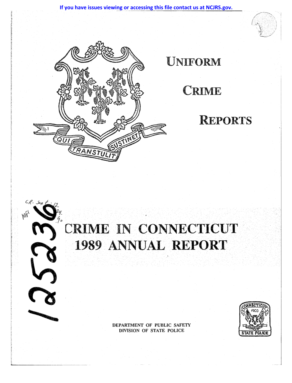 ('() Crime in Connecticut 1989 Annual Report