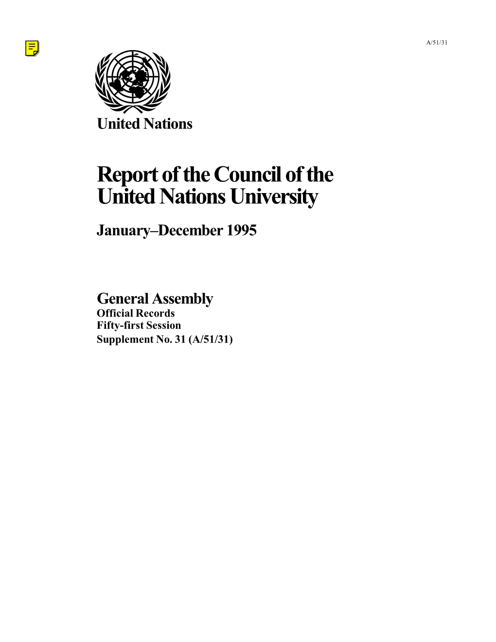 Report of the Council of the United Nations University January–December 1995