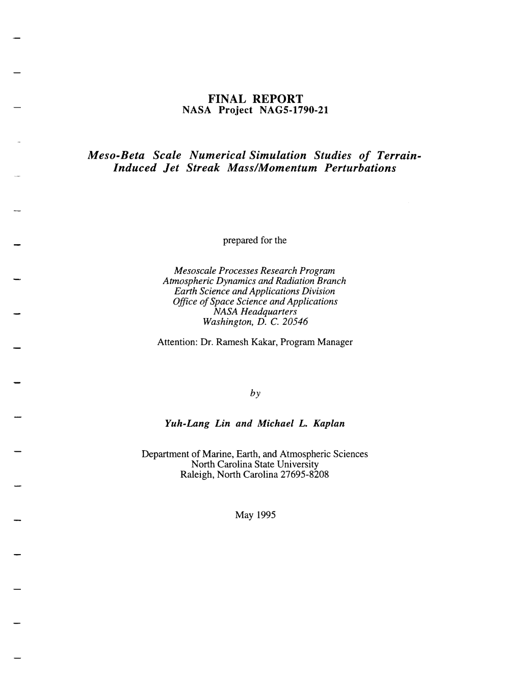 Meso-Beta Scale Induced Jet Numerical Simulation Studies Of