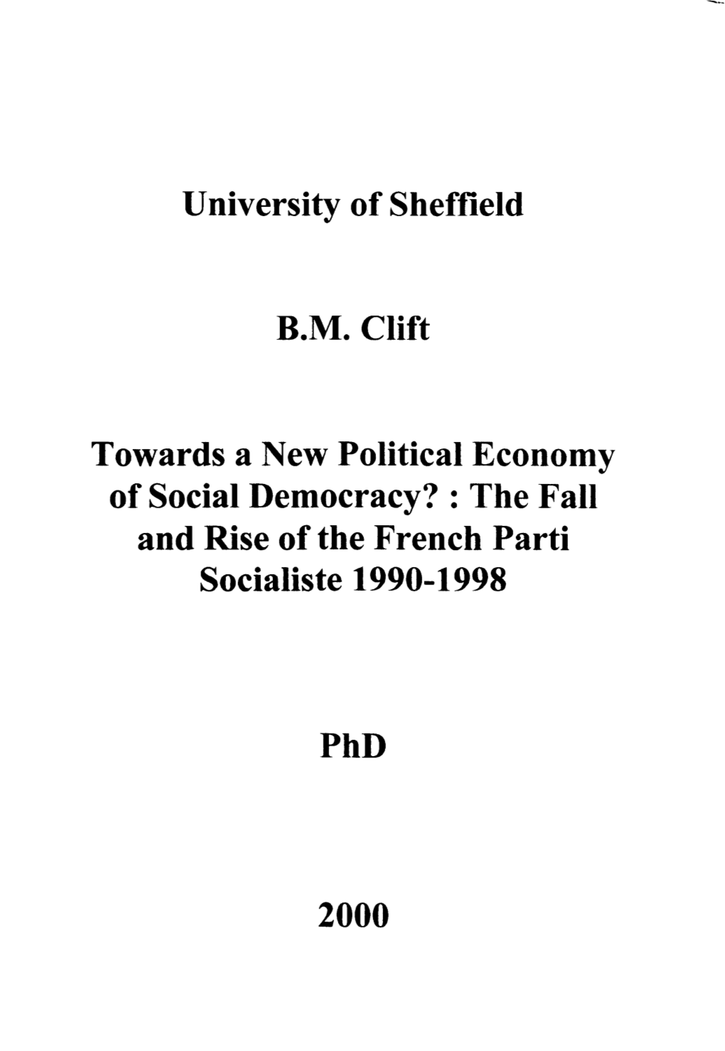 University of Sheffield B.M. Clift Towards a New Political Economy