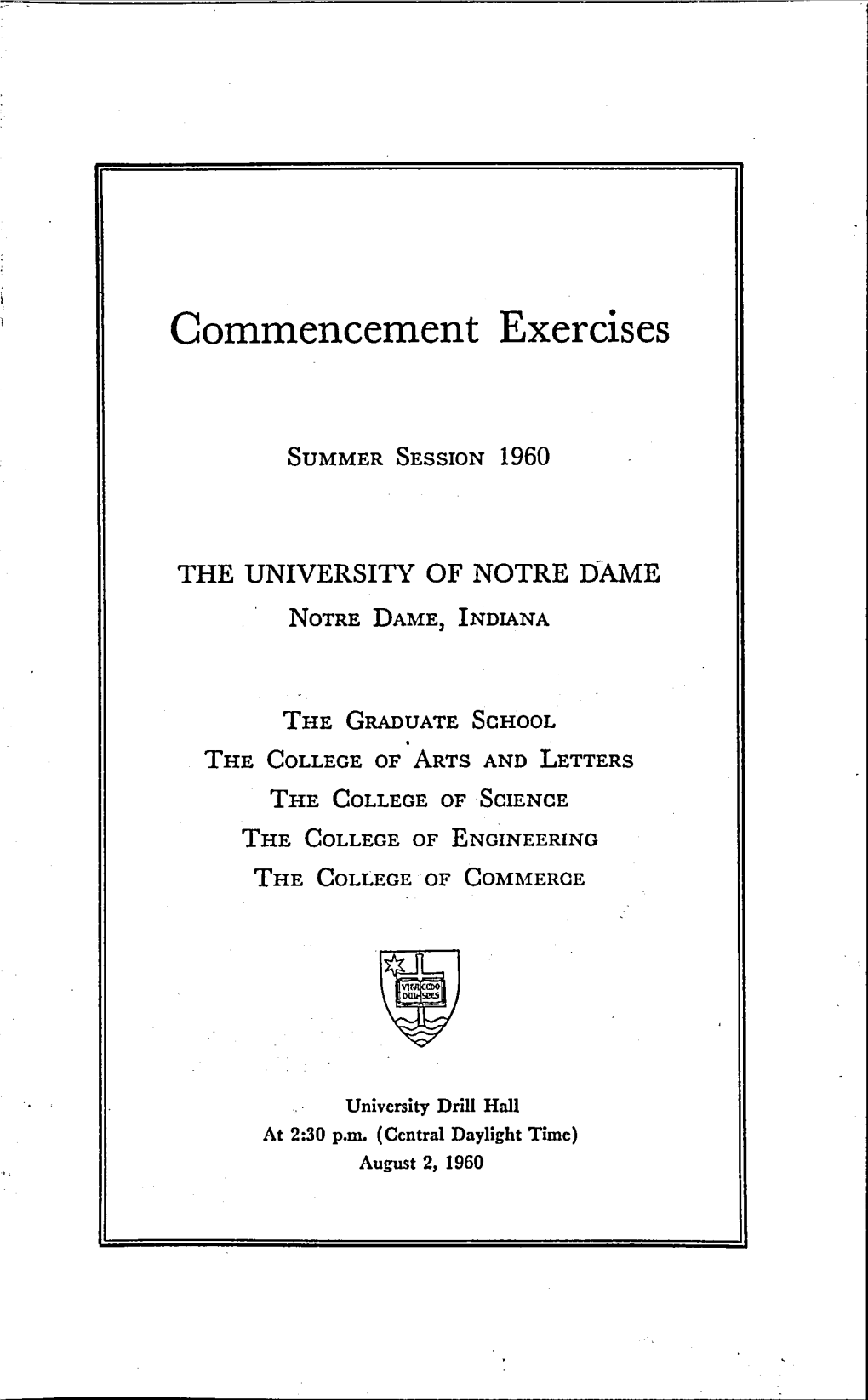 1960-08-02 University of Notre Dame Commencement Program