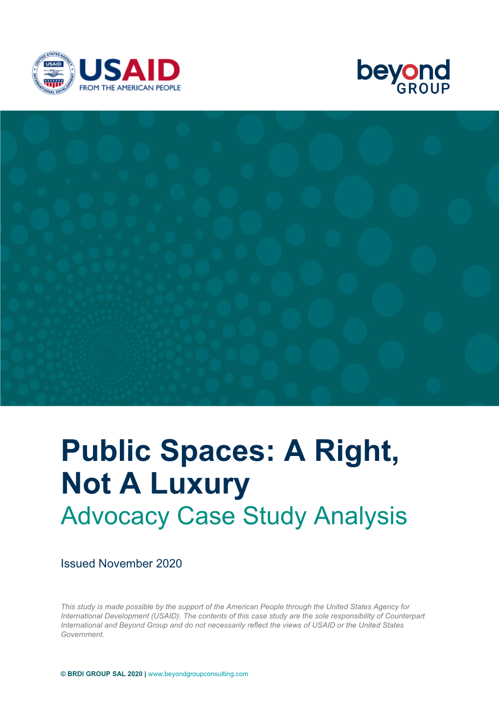 Public Spaces: a Right, Not a Luxury Advocacy Case Study Analysis