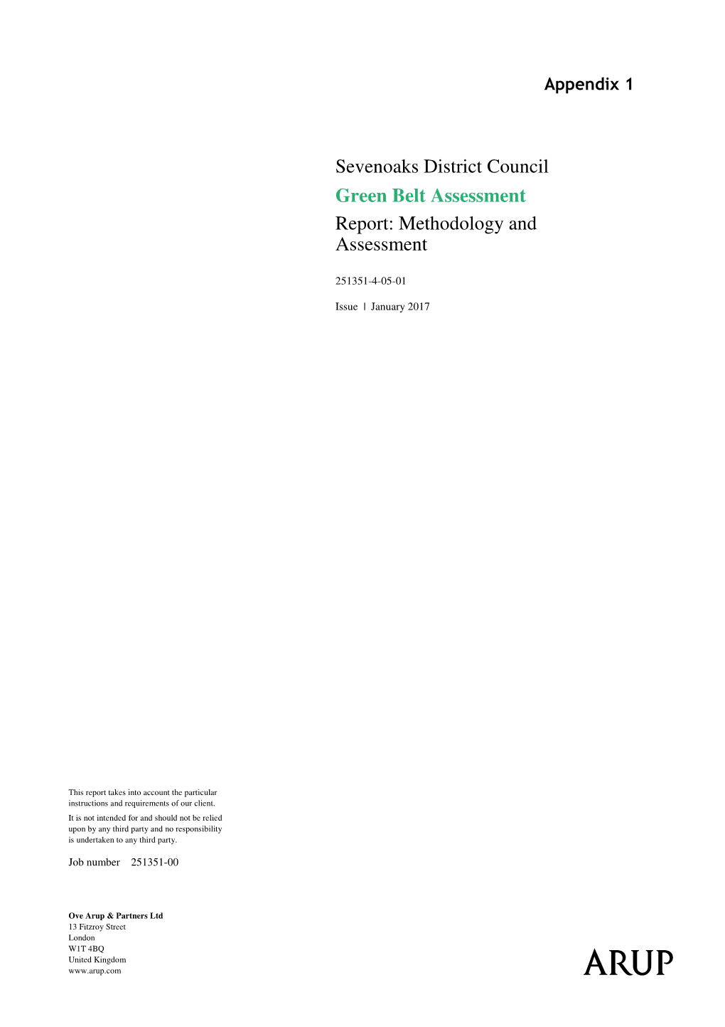 Sevenoaks District Council Green Belt Assessment Report: Methodology and Assessment