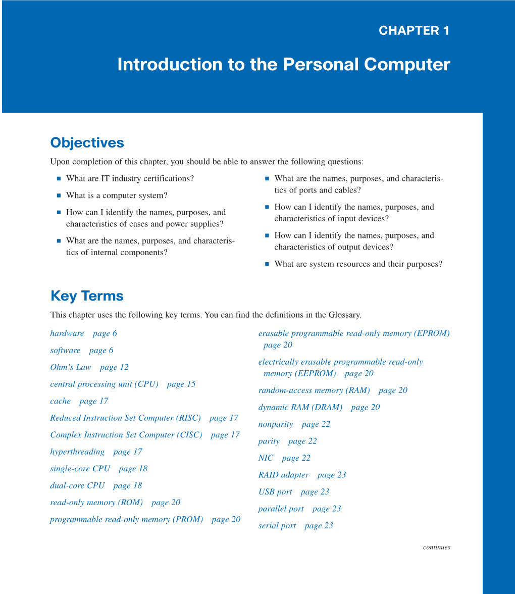 Introduction to the Personal Computer