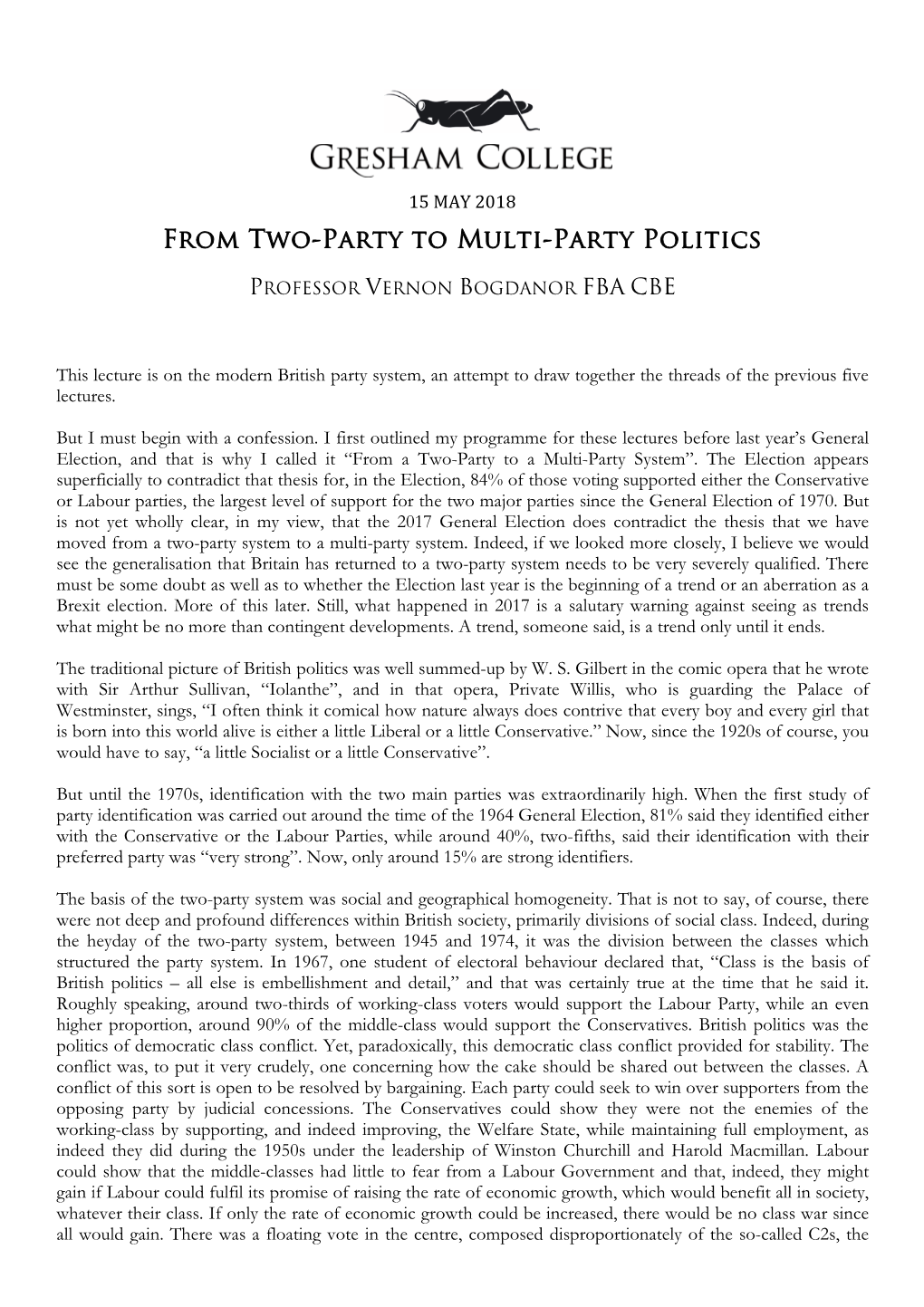 From Two-Party to Multi-Party Politics