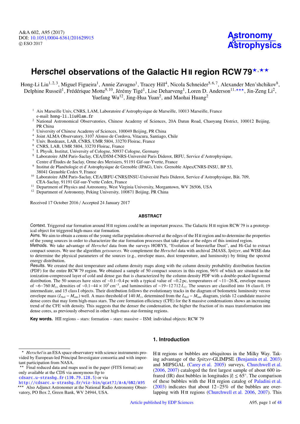 Herschel Observations of the Galactic H Ii Region RCW 79