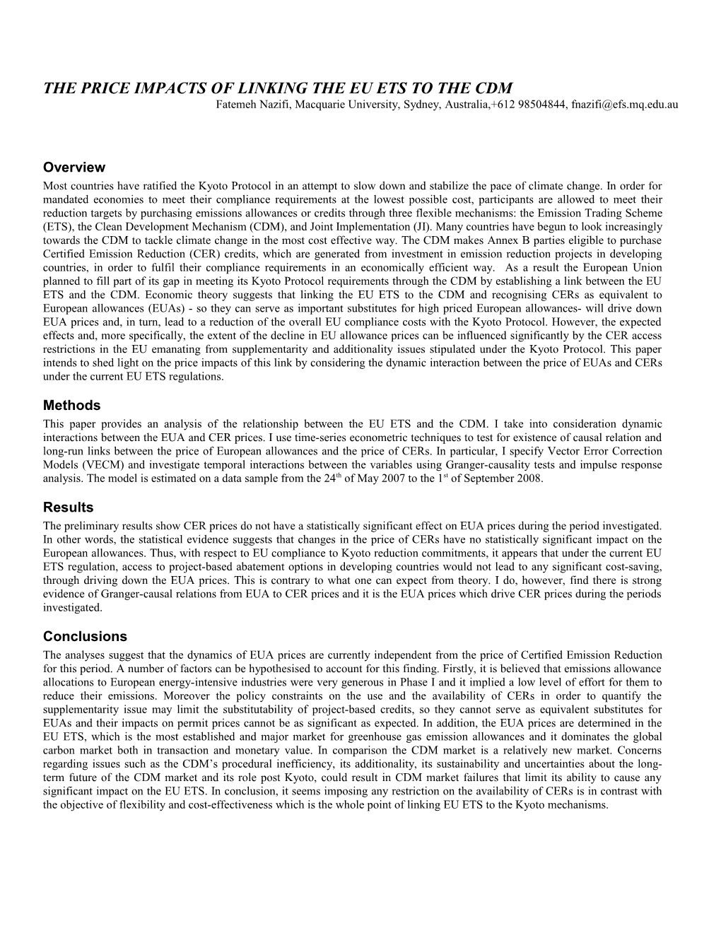 The Price Impacts of Linking the Eu Ets to the Cdm