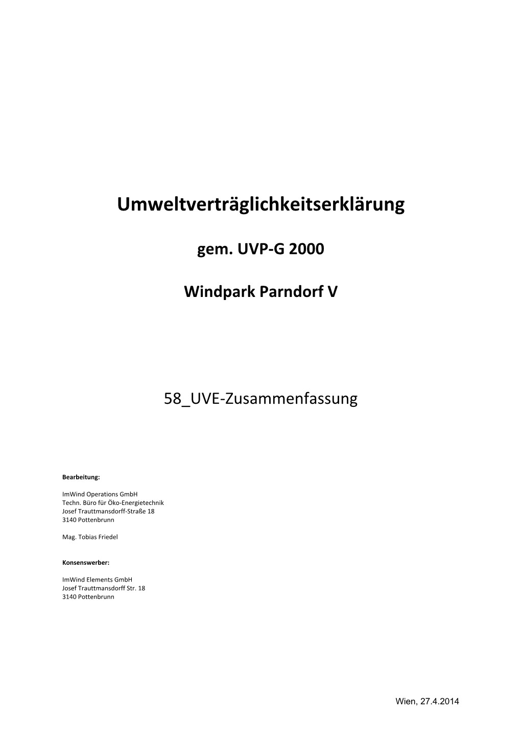 Umweltverträglichkeitserklärung