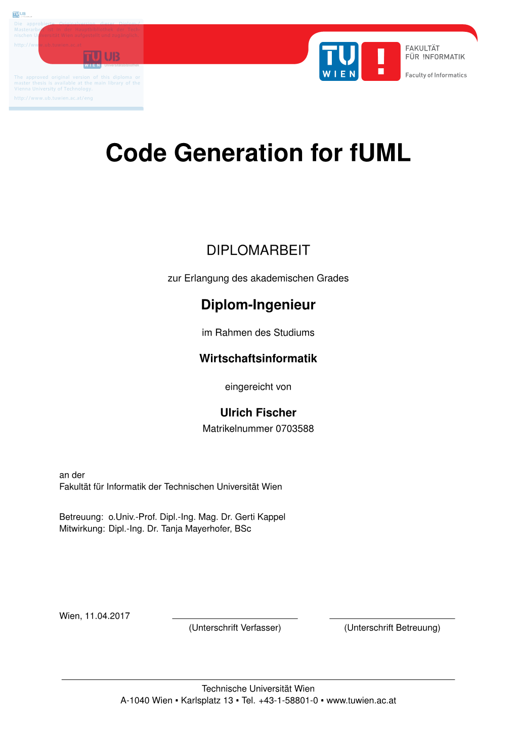 Code Generation for Fuml