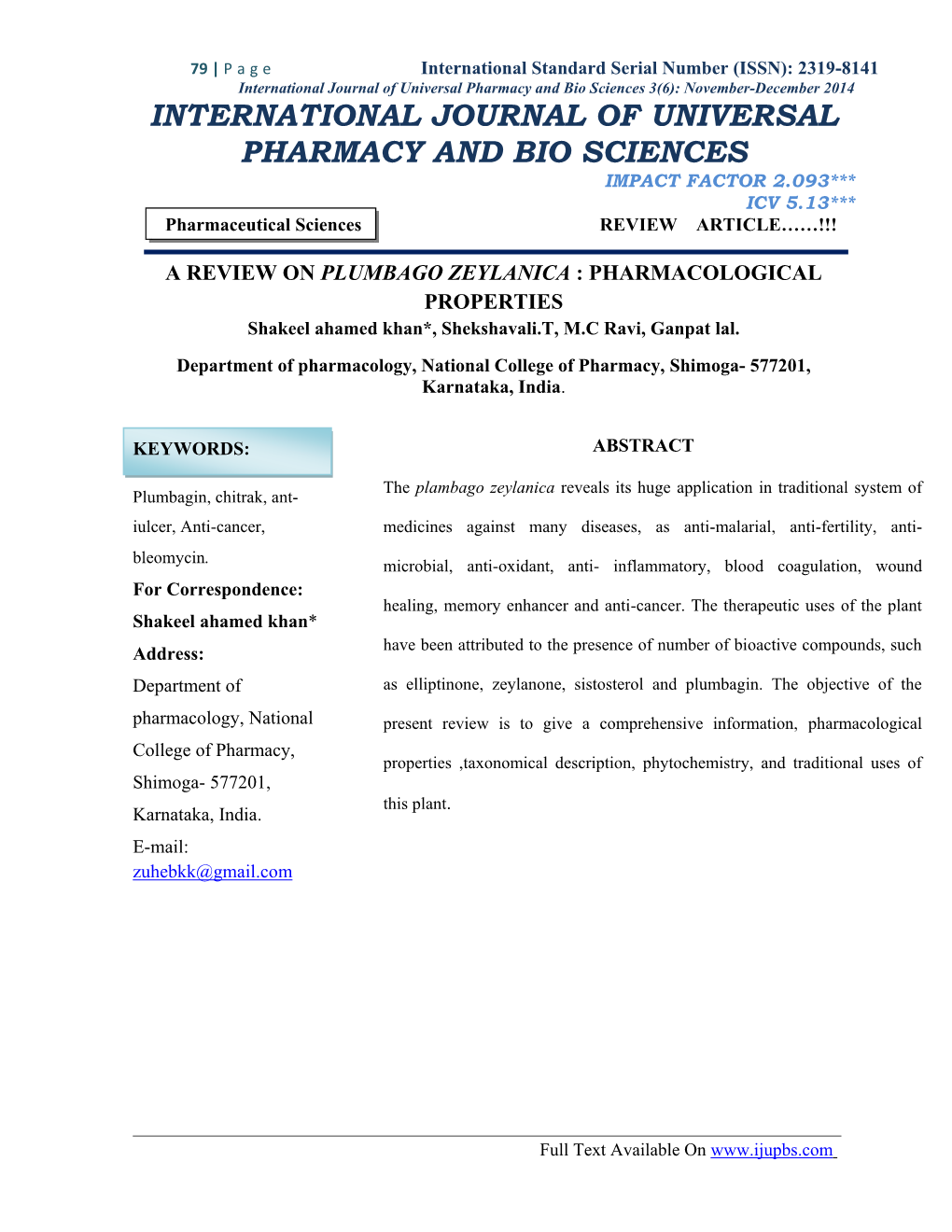 International Journal of Universal Pharmacy and Bio