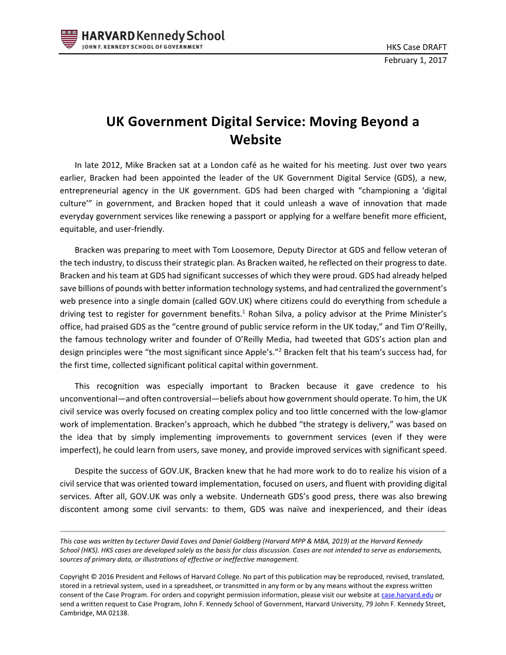 UK Government Digital Service: Moving Beyond a Website