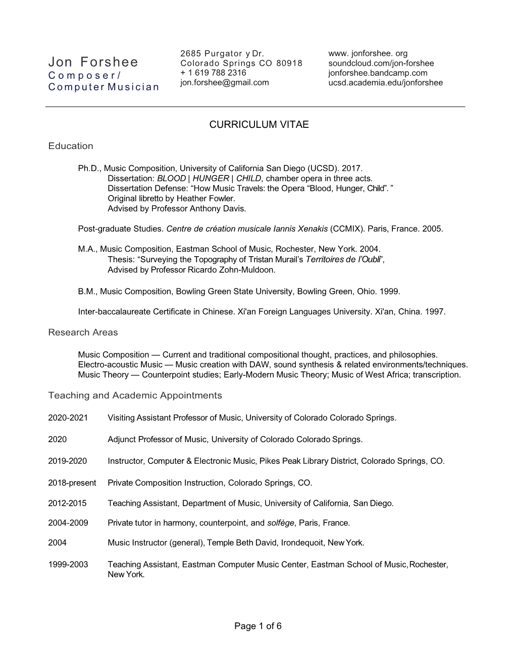 View Jon Forshee's CV