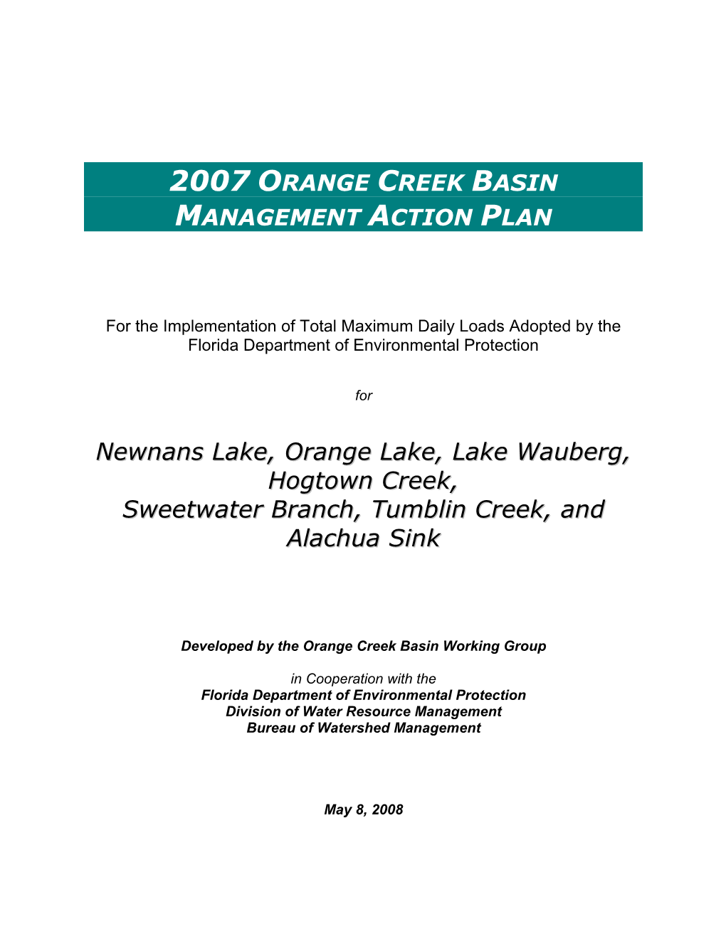 2007 Orange Creek Basin Management Action Plan