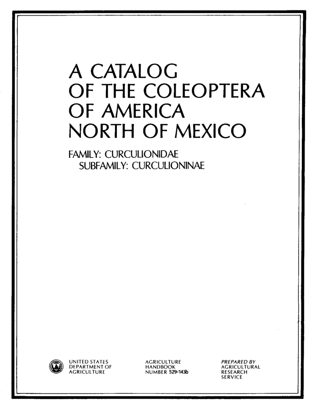 A Catalog of the Coleoptera of America North of Mexico, Family