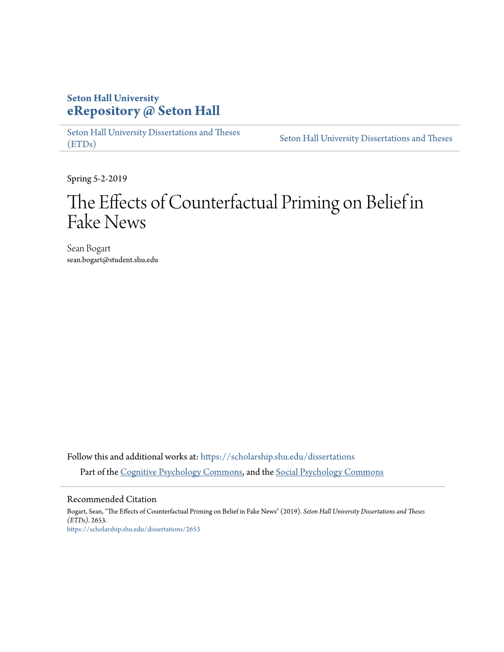 The Effects of Counterfactual Priming on Belief in Fake News" (2019)