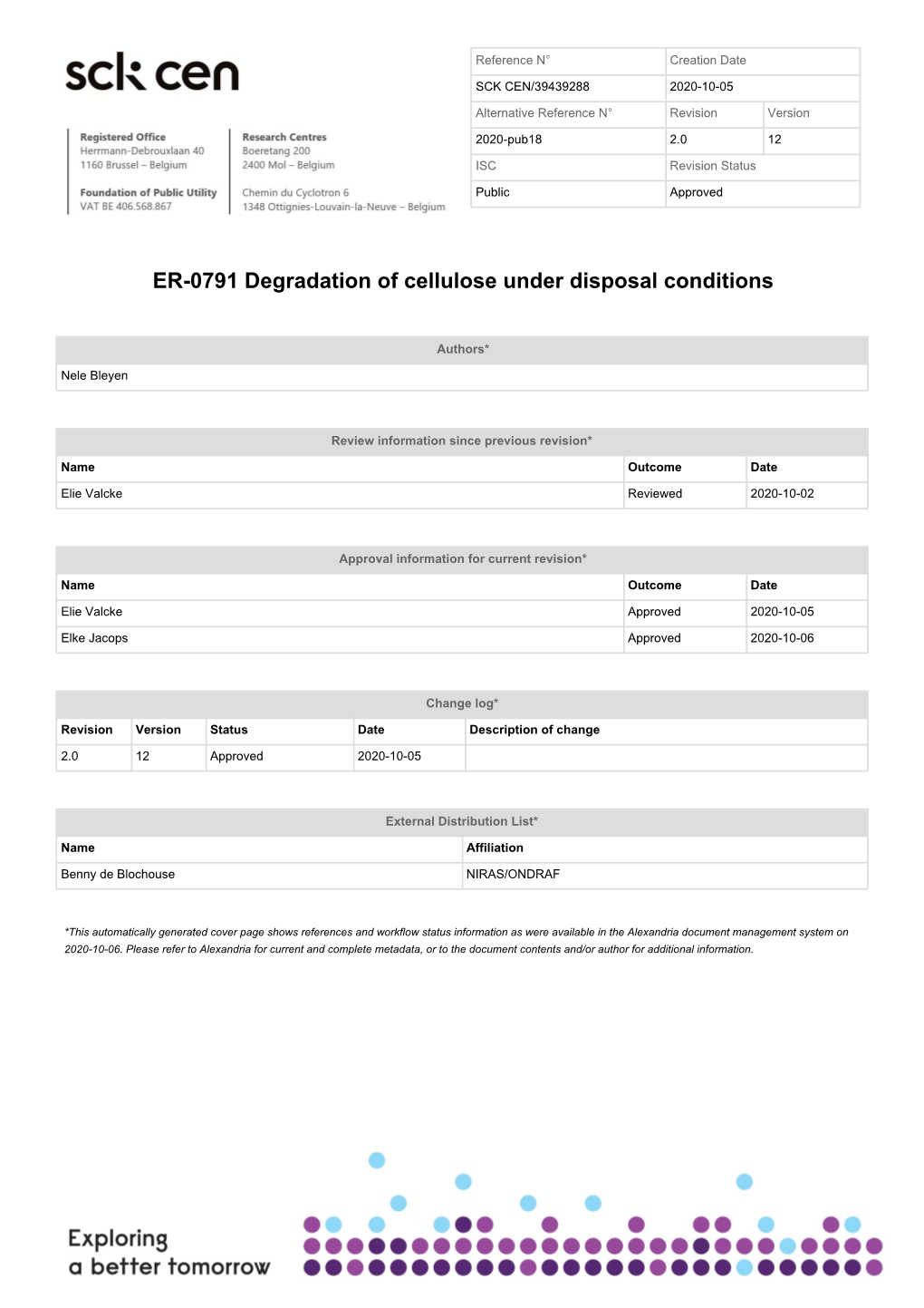 ER-0791 Degradation of Cellulose Under Disposal Conditions