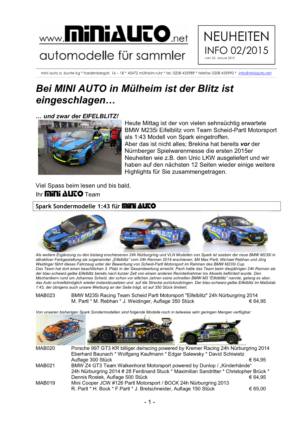 NEUHEITEN INFO 02/2015 Vom 22