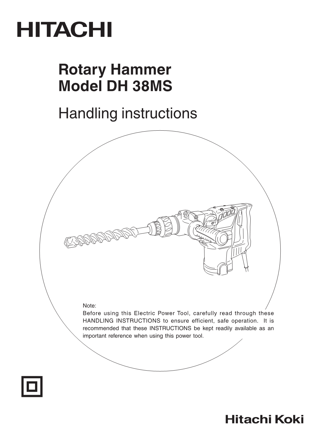 Rotary Hammer Model DH 38MS Handling Instructions