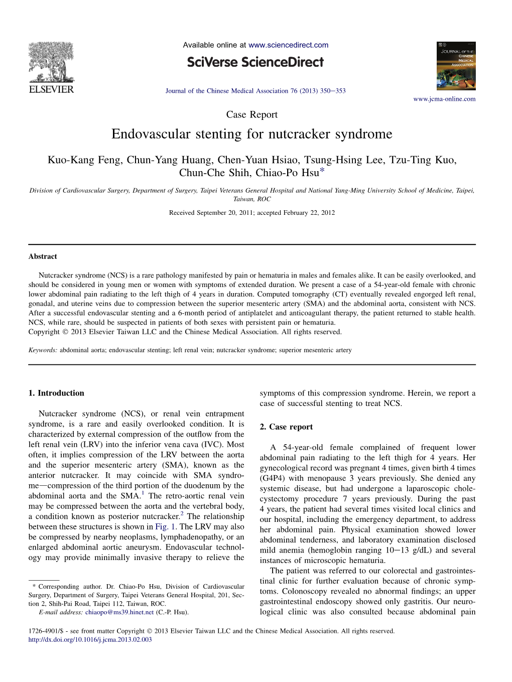 Endovascular Stenting for Nutcracker Syndrome