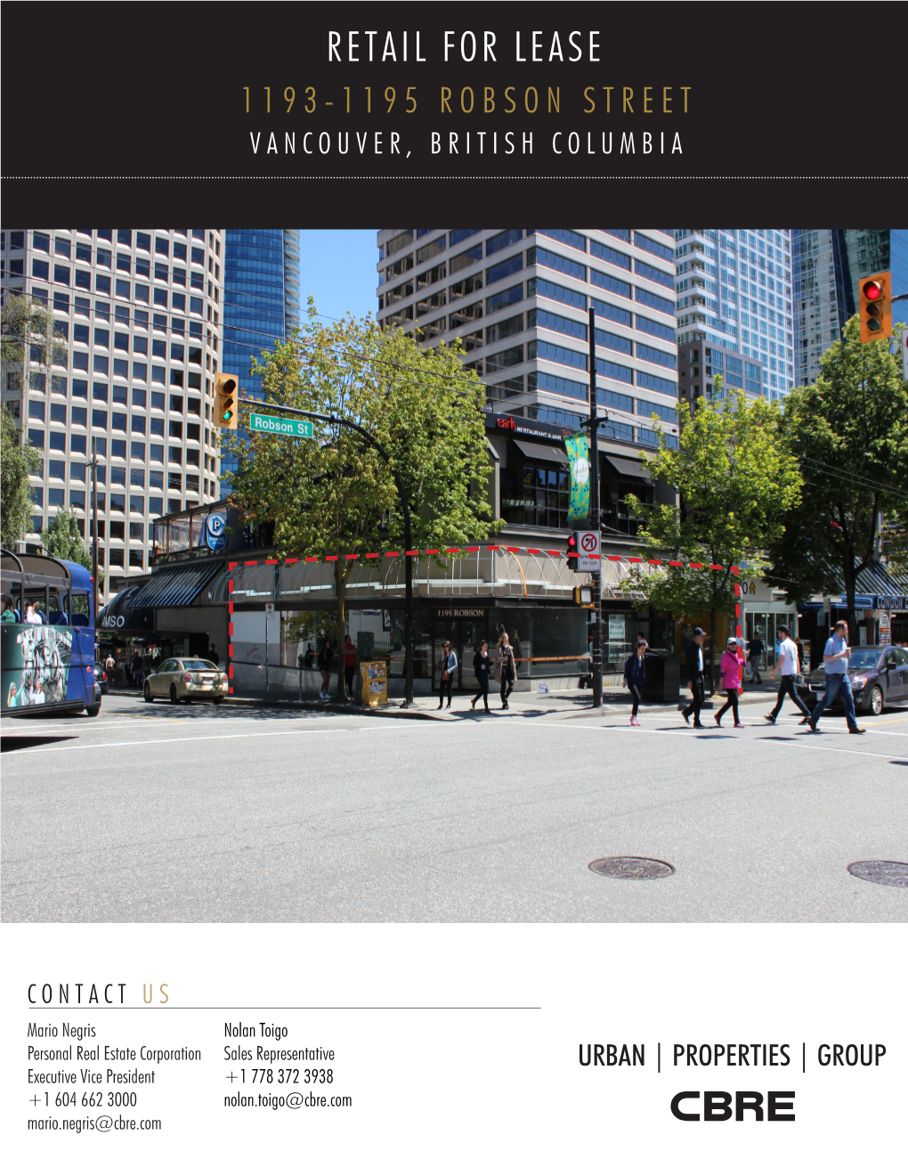 Retail for Lease 1193-1195 Robson Street Vancouver, British Columbia