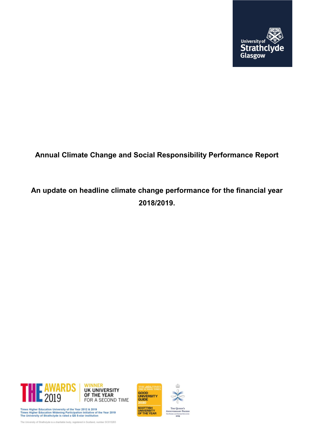 Annual Climate Change and Social Responsibility Performance Report