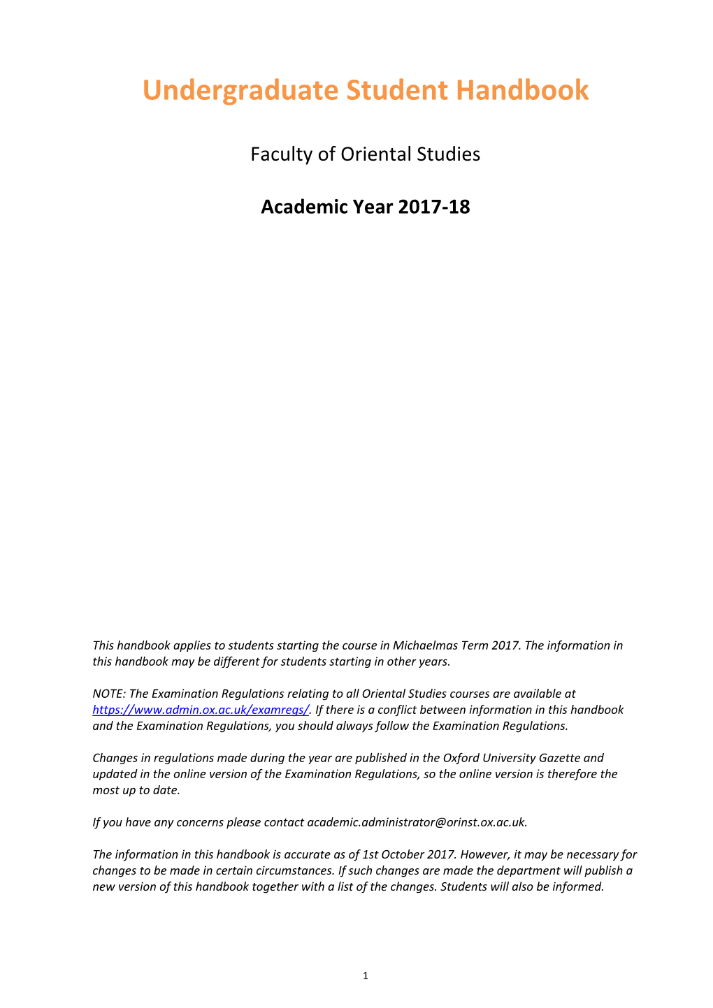 Undergraduate Student Handbook