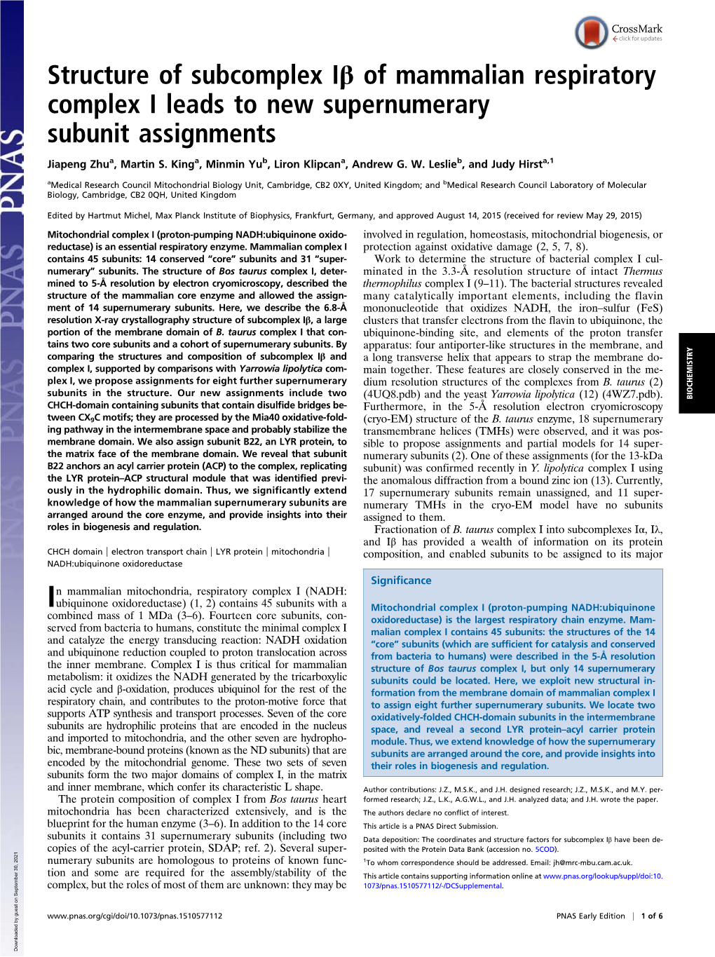 Structure of Subcomplex Iβ of Mammalian Respiratory Complex I Leads to New Supernumerary Subunit Assignments