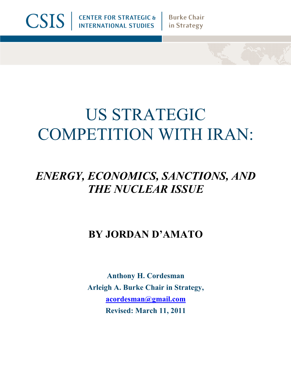 Us Strategic Competition with Iran