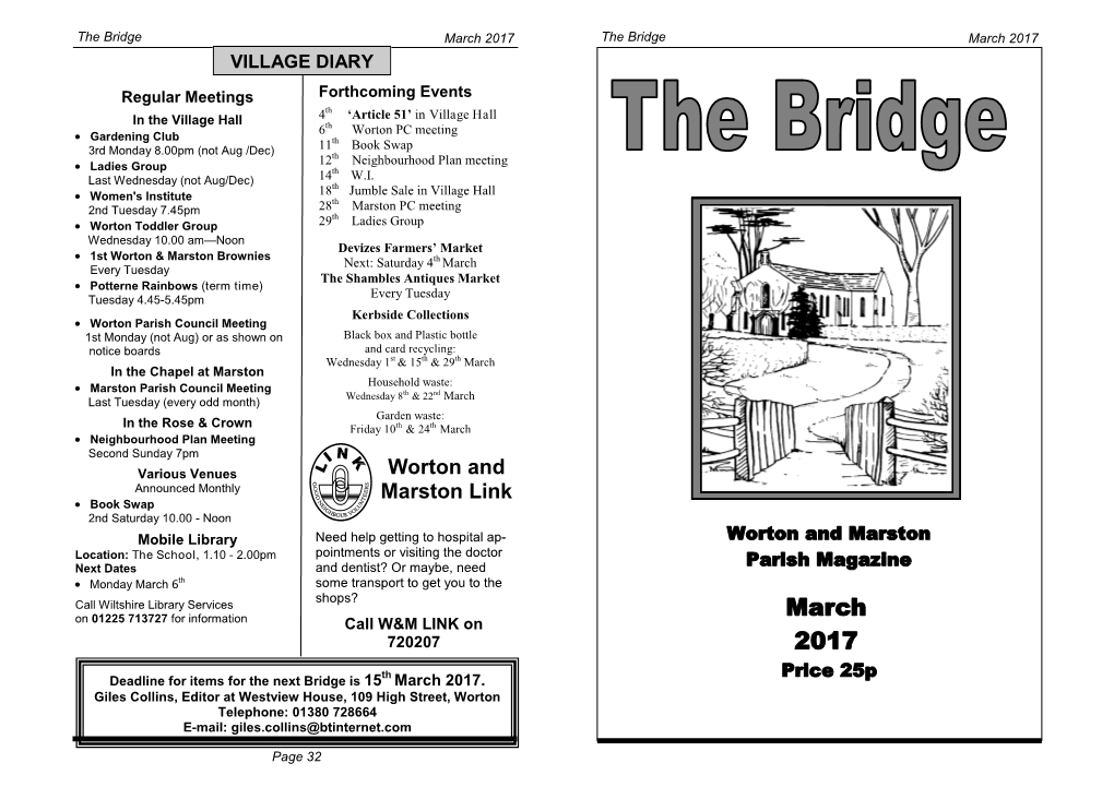 March 2017 the Bridge March 2017 VILLAGE DIARY