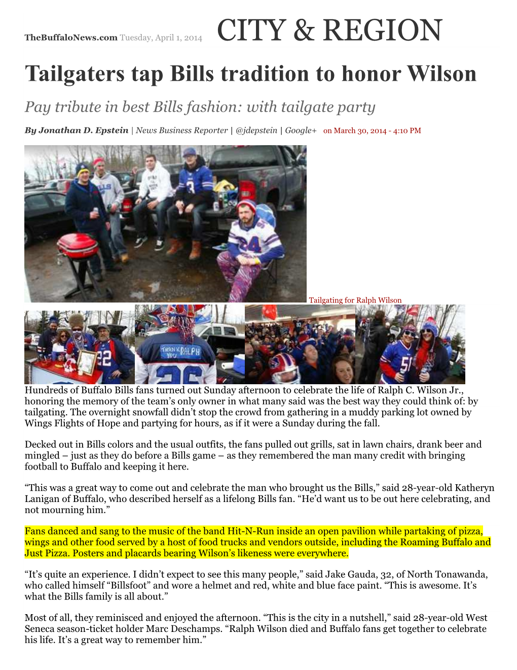 The Buffalonews Ralph Wilson Tailgate 033014