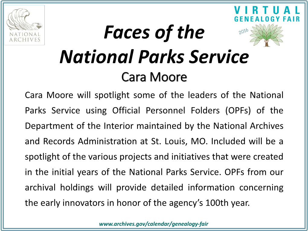 Faces of the National Parks Service