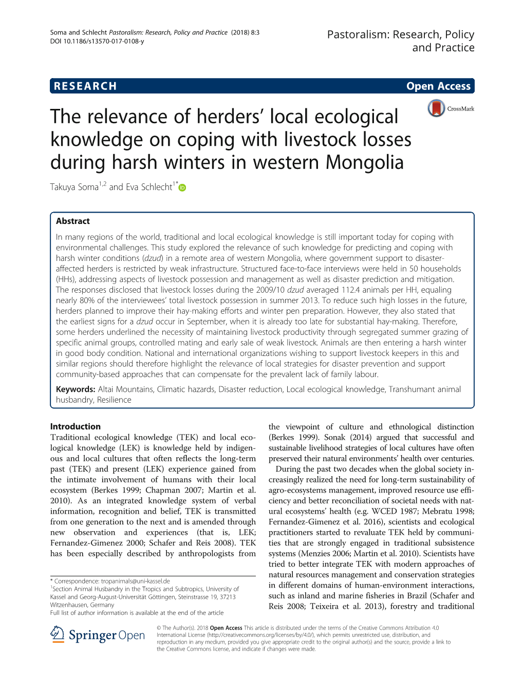 The Relevance of Herders' Local Ecological Knowledge on Coping